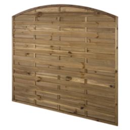 Forest Dome Double-Slatted Curved Top Fence Panels Natural Timber 6' x 6' Pack of 4