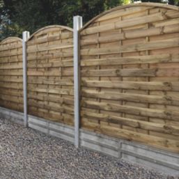 Forest Dome Double-Slatted Curved Top Fence Panels Natural Timber 6' x 6' Pack of 4