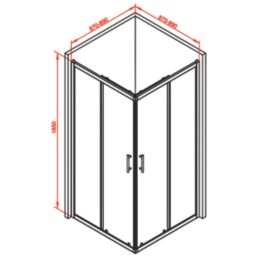 Framed Square Shower Enclosure  LH&RH Polished Silver Effect/Clear 900mm x 900mm x 1850mm
