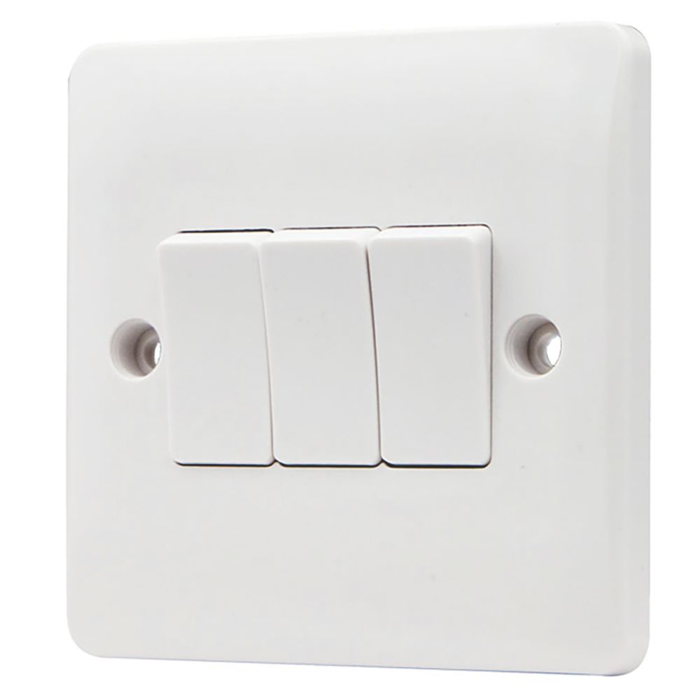 Vimark Pro 10A 3-Gang 2-Way Light Switch  White
