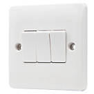 Vimark Pro 10A 3-Gang 2-Way Light Switch  White with White Inserts