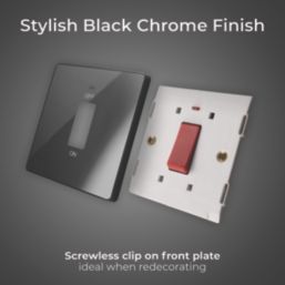 British General Evolve 45A 1-Gang 2-Pole Cooker Switch Black Chrome with LED