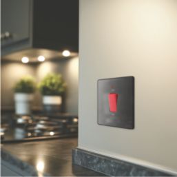 British General Evolve 45A 1-Gang 2-Pole Cooker Switch Black Chrome with LED