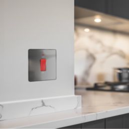 British General Evolve 45A 1-Gang 2-Pole Cooker Switch Black Chrome with LED