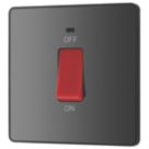 British General Evolve 45A 1-Gang 2-Pole Cooker Switch Black Chrome with LED