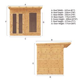 Mercia Maine 7' 6" x 6' (Nominal) Pent Timber Summerhouse