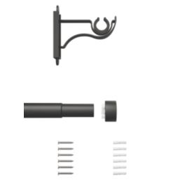 Rothley Matt Black Extendable Curtain Pole w/ Stud Finials 28mm x 165-300cm