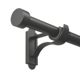 Rothley Matt Black Extendable Curtain Pole w/ Stud Finials 28mm x 165-300cm
