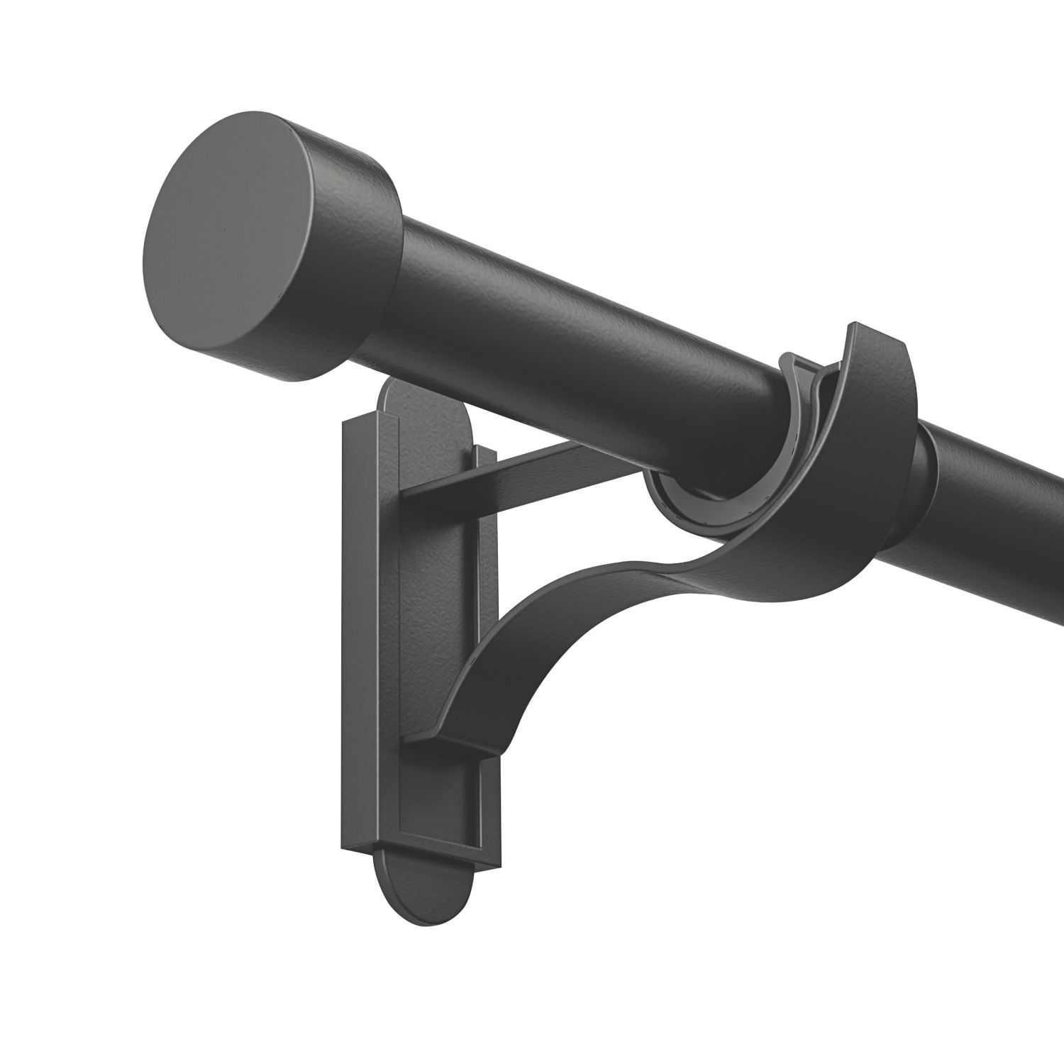 Rothley Matt Black Extendable Curtain Pole w/ Stud Finials 28mm x 165-300cm (862YU)