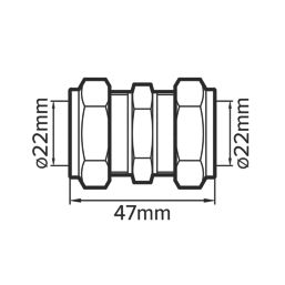 Flomasta  Brass Compression Equal Coupler 22mm