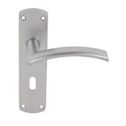 Smith & Locke Tres Fire Rated LoB Lock Door Handles Pair Satin Chrome