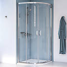 Aqualux Edge 8 Semi-Frameless Quadrant Shower Enclosure Reversible Left/Right Opening Polished Silver 900mm x 900mm x 2000mm