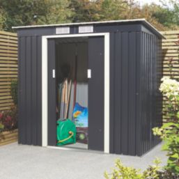 Rowlinson Trentvale 6' 6" x 3' 6" (Nominal) Pent Metal Shed Dark Grey