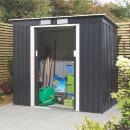 Rowlinson Trentvale 6' 6" x 3' 6" (Nominal) Pent Metal Shed Dark Grey