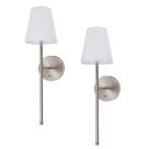 UME  Multi Colour Rechargeable LED Silver Wall Lights with Tapered Shade 4.9W 200lm 2 Pack