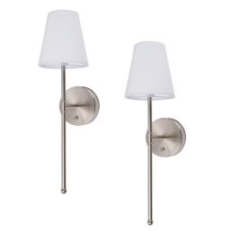 UME  Multi Colour Rechargeable LED Silver Wall Lights with Tapered Shade 4.9W 200lm 2 Pack