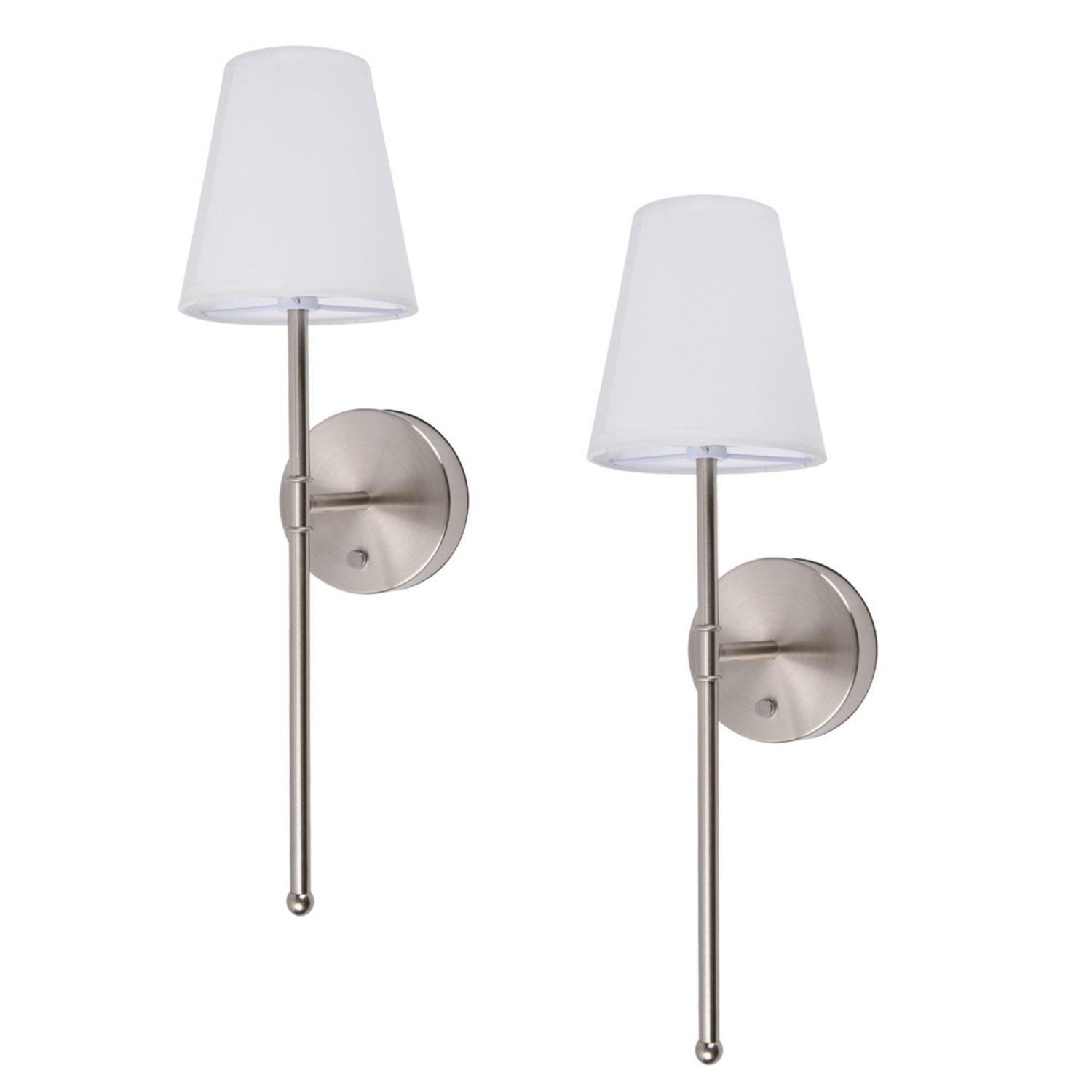 UME Multi Colour Rechargeable LED Silver Wall Lights with Tapered Shade 4.9W 200lm 2 Pack (863EF)