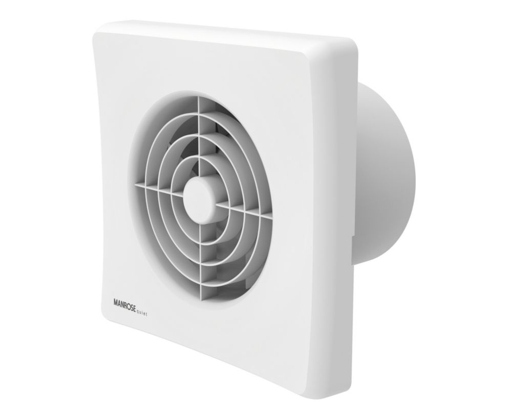 Manrose Quiet Fan X5/ QF100TX5OP 100mm (4") Axial Bathroom Extractor Fan with Timer White 220-240V