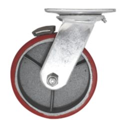 Essentials Industrial Braked Swivel Castor 150mm Red