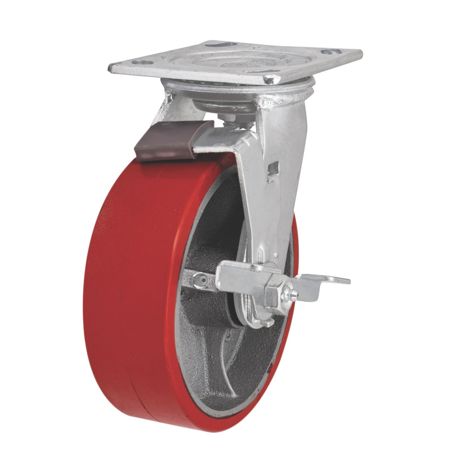 Essentials Industrial Braked Swivel Castor 150mm Red (863KH)