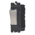 Contactum  10AX 2-Way Modular Light Switch Brushed Steel with Black Inserts