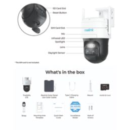 Reolink 2K TrackMix Auto PTZ Solar 64GB Solar-Powered White Wireless 1296p Indoor & Outdoor Round 4G Smart Security Camera