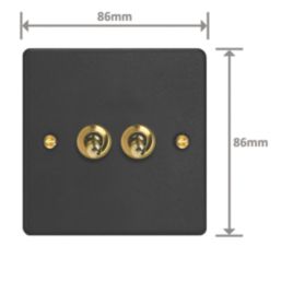 Varilight  10A 2-Gang 2-Way Light Switch  Matt Black with Colour-Matched Inserts