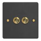 Varilight  10A 2-Gang 2-Way Light Switch  Matt Black with Colour-Matched Inserts