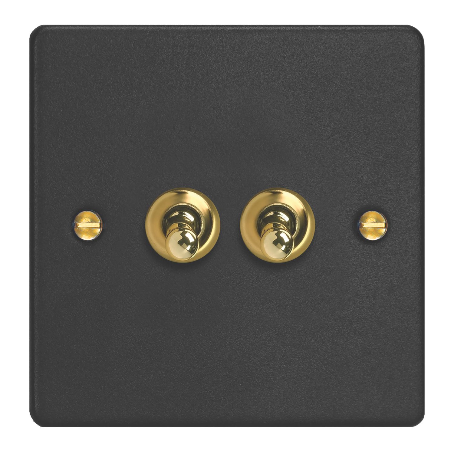 Varilight 10A 2-Gang 2-Way Light Switch Matt Black with Colour-Matched Inserts (863YT)