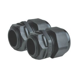 Tower Nylon Male Comp Gland 25mm Black 2 Pack