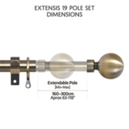 Renaissance Antique Brass Curtain Pole 19/16mm x 160-300cm