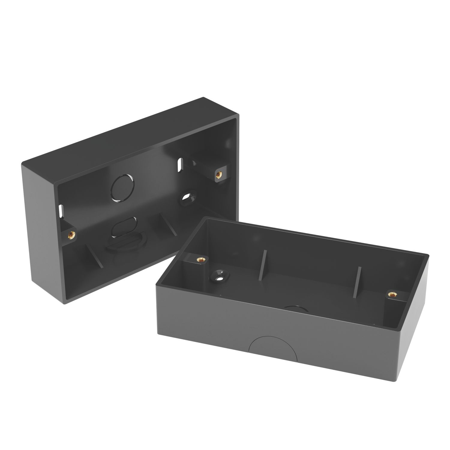 D-Line TSB35B/2 2-Gang Surface Pattress Black Box 35mm 2 Pack (864CY)