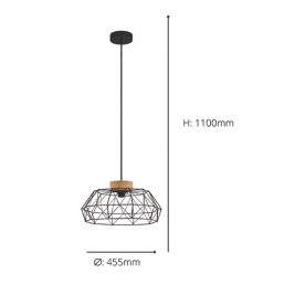 Eglo Padstow Pendant Light Black & Natural