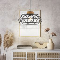 Eglo Padstow Pendant Light Black & Natural