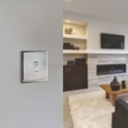 British General Nexus Metal 10AX 1-Gang Intermediate Switch Polished Chrome