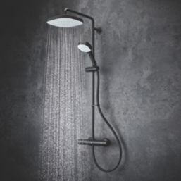 Mira Atom Dual Outlet Rear-Fed Exposed Matt Black Thermostatic Mixer Shower