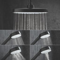 Mira Atom Dual Outlet Rear-Fed Exposed Matt Black Thermostatic Mixer Shower