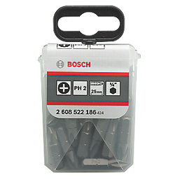Bosch  1/4" 25mm Hex Shank PH2 Screwdriver Bits 25 Pack