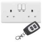 Knightsbridge  13A 2-Gang SP Switched Remote Control Socket White with LED