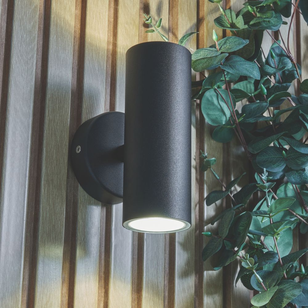 Zink Leto Outdoor LED Up Down Light Black 8W 560lm Screwfix