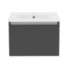 Newland  Single Drawer Wall-Mounted Vanity Unit with Basin Matt Midnight Mist 500mm x 450mm x 370mm