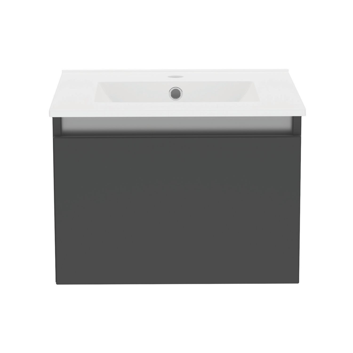 Newland Single Drawer Wall-Mounted Vanity Unit with Basin Matt Midnight Mist 500mm x 450mm x 370mm (864RN)