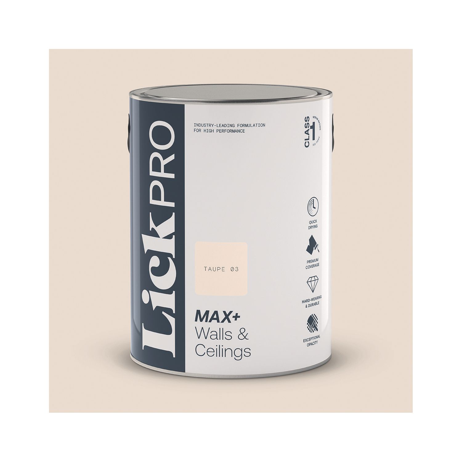 LickPro Max+ 5Ltr Taupe 03 Eggshell Emulsion Paint (864TM)
