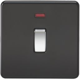 Knightsbridge  20A 1-Gang DP Control Switch Matt Black with LED