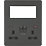 Knightsbridge SFR994AT 13A 2-Gang DP Combination Plate + 4.0A 18W 2-Outlet Type A & C USB Charger Anthracite with Black Inserts