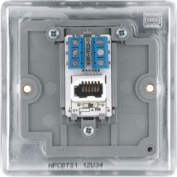 British General Nexus Metal 1-Gang Slave Telephone Socket Polished Chrome