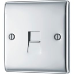 British General Nexus Metal 1-Gang Slave Telephone Socket Polished Chrome
