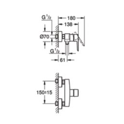 Grohe Start Exposed Single Outlet Manual Chrome Wall-Mounted Shower Mixer Valve