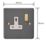 Varilight  13A 1-Gang 2-Pole Switched Socket Graphite Grey  with White Inserts