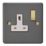 Varilight  13A 1-Gang 2-Pole Switched Socket Graphite Grey  with White Inserts